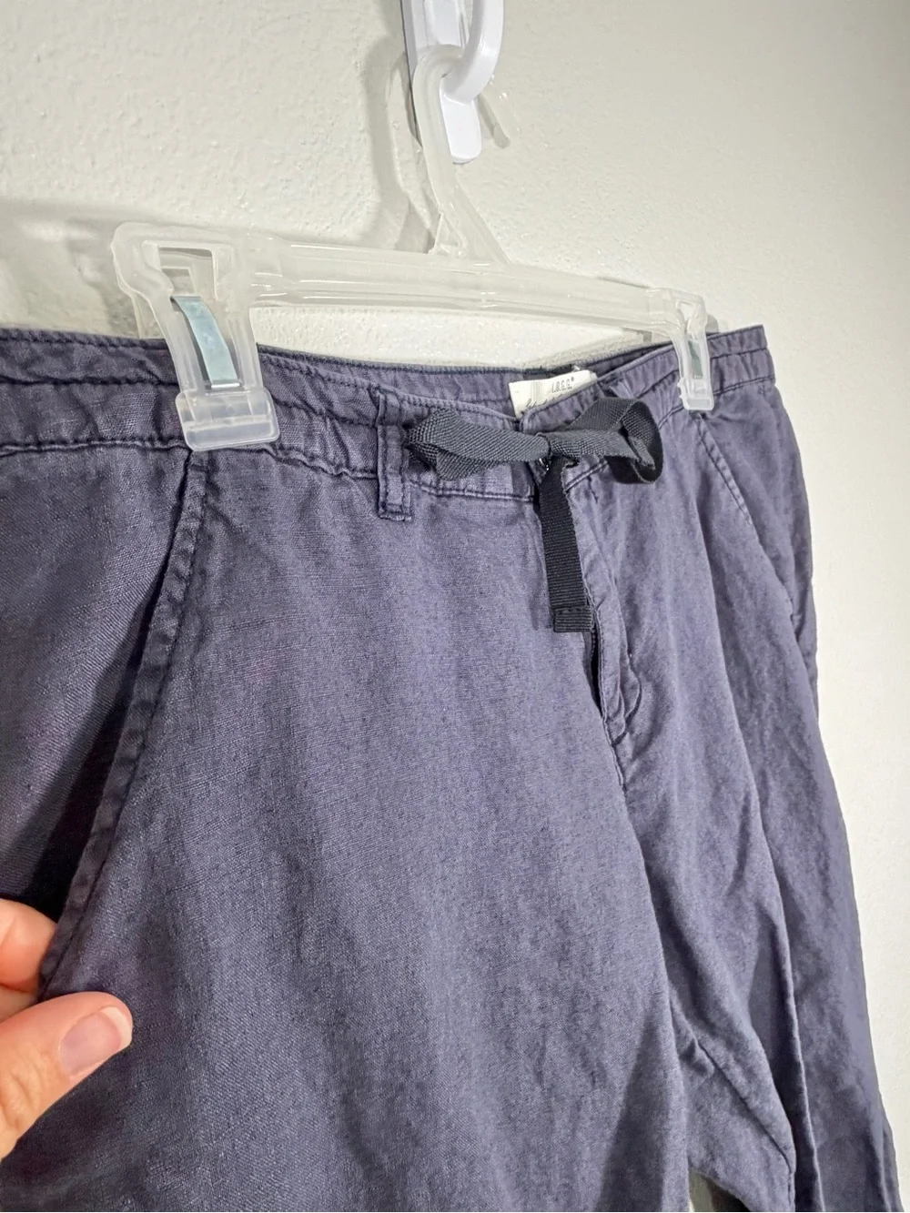 H&M Pants Navy Blue Flared Trousers Cotton Linen Business Work Office Women 10